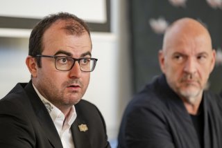 Image d'illustration - le président du HC Sierre Alain Bonnet et celui du HCV Martigny, Patrick Polli